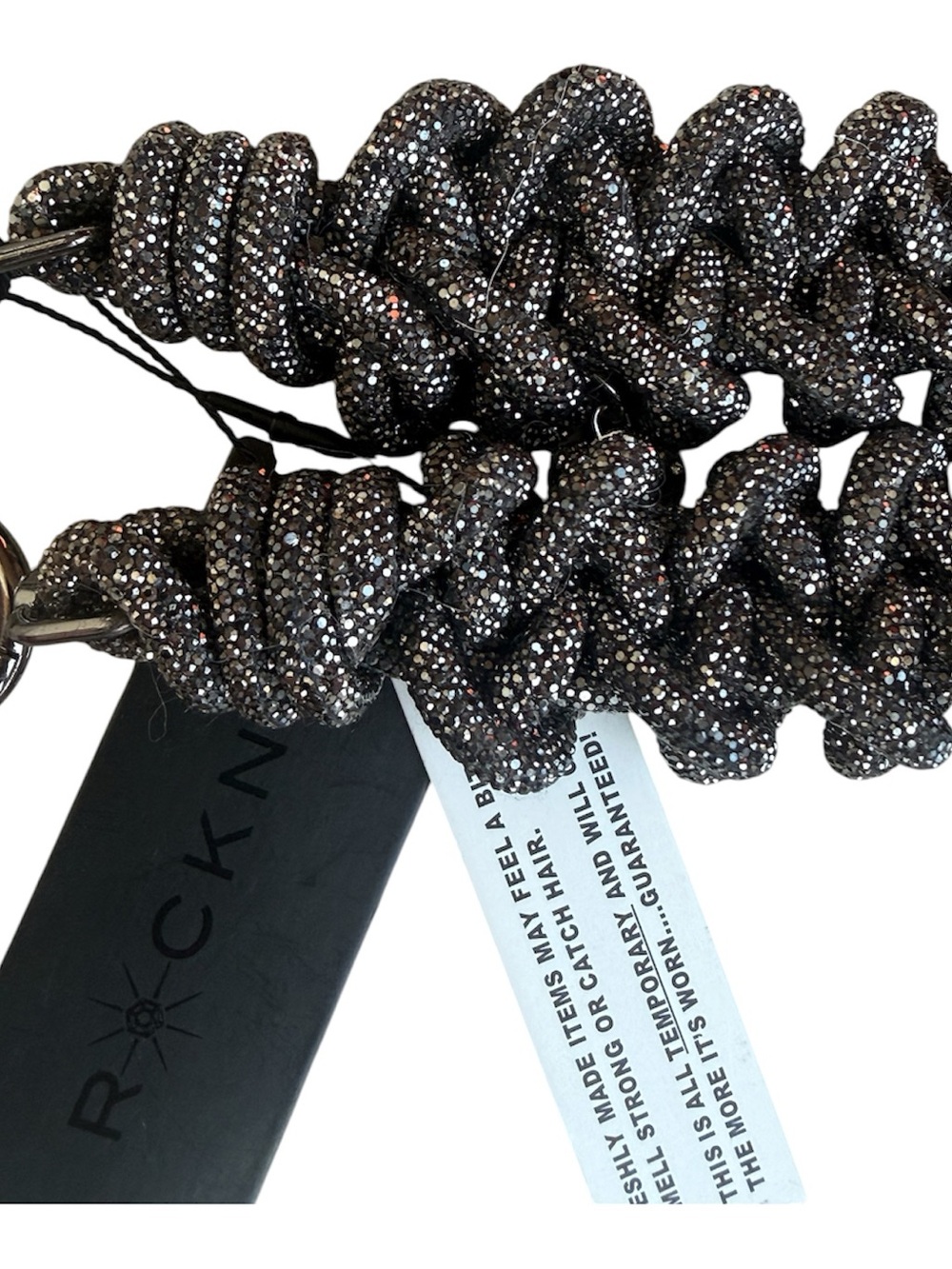 ROCKNOT Gunmetal Crystal Rhinestone Lace Chain 30" Shoulder Bag Strap NWT $140 - Picture 13 of 17